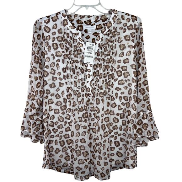 New Charter Club Size XSmall Cheetah Print V-Neck Blouse - Picture 1 of 7